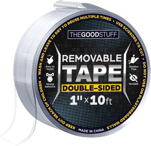 شريط مزدوج الجوانب عالي التحمل [1 × 10 قدم] شريط نانو شفاف للتركيب - شريط تثبيت على الوجهين قابل لإعادة الاستخدام - تحذير هذا الشريط قوي - ليس للجدران المطلية in Kuwait