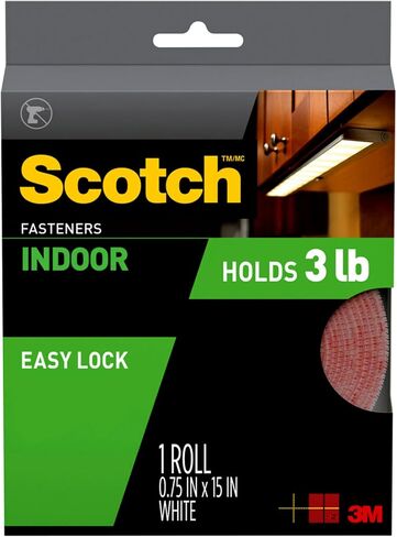 Scotch Multi-Purpose Hook and Loop Fasteners, 1 Roll, White, For Indoor Use, 3/4 in x 15 ft in Saudi Arabia