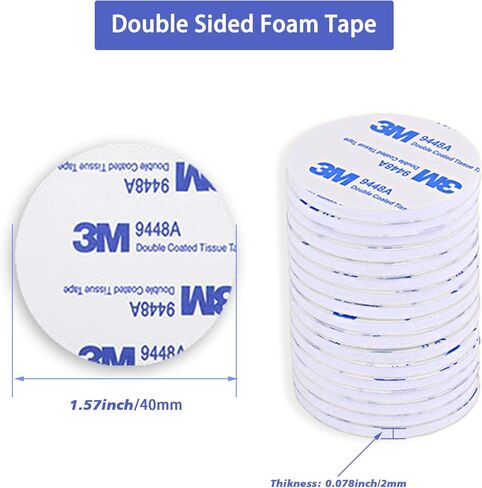 100 قطعة شريط لاصق مزدوج الجوانب، شريط تثبيت عالي التحمل، شريط قوي مقاوم للماء من الفوم للمنزل والسيارة وإطار السجاد والمكتب والفصول الدراسية (دائري، أبيض، القطر: 40 مم) in Kuwait