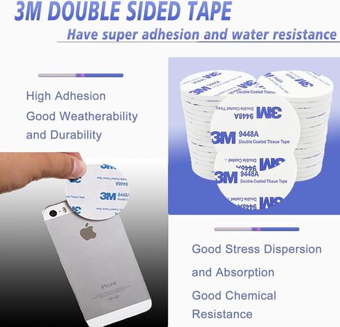 100 قطعة شريط لاصق مزدوج الجوانب، شريط تثبيت عالي التحمل، شريط قوي مقاوم للماء من الفوم للمنزل والسيارة وإطار السجاد والمكتب والفصول الدراسية (دائري، أبيض، القطر: 40 مم) in Kuwait
