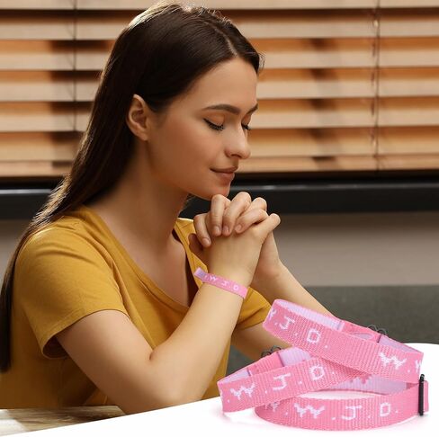 أساور w.w.j.d لحزمة الفتيات المراهقات، ماذا سيفعل يسوع الأساور، 12 قطعة وردية w.w.j.d حرف preppy أساور قابلة للتعديل يهتف الهدايا السائبة للفريق، الهدايا المسيحية لحزب الكرة الطائرة اللينة تفضل in Kuwait