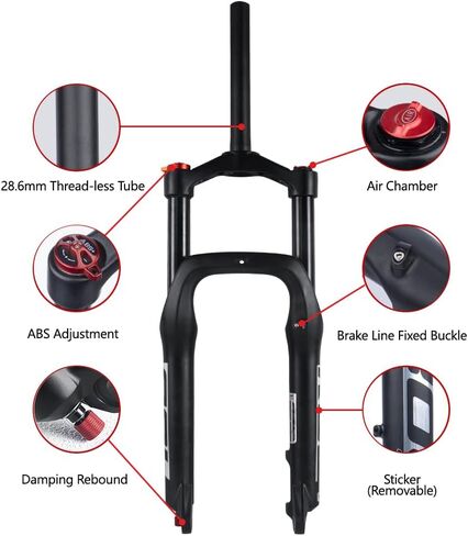 BOLANY Snow Beach Bike Suspension Fork 20 inch 4.0 Tire Fat Bicycle Air Front Fork Travel 135mm in Saudi Arabia