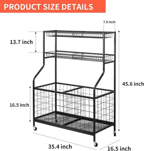 منظم المعدات الرياضية لجراج أودوداينزي، تخزين الكرات الرياضية، حامل الكرة مع سلتين طويلتين، عربتي كرات و4 خطافات، رفوف تخزين بساط اليوجا، عربة كرة دوارة لمعدات الرياضة واللياقة البدنية in Kuwait