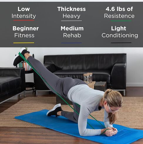 THERABAND Professional Latex Resistance Bands For Rehabilitation, Portable Fitness and Workout, Home Exercise, 5 Foot, Green, Heavy, Intermediate Level 1, Individual Package in Saudi Arabia