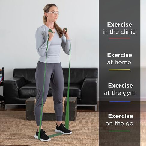THERABAND Professional Latex Resistance Bands For Rehabilitation, Portable Fitness and Workout, Home Exercise, 5 Foot, Green, Heavy, Intermediate Level 1, Individual Package in Saudi Arabia
