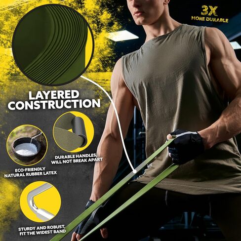 Long Resistance Bands for Working Out Men and Women - Set of 5 Pull-Up Bands, Rubber Handles and Door Anchor - Workout Bands Resistance for Men - Exercise Bands Resistance Bands Set in Saudi Arabia