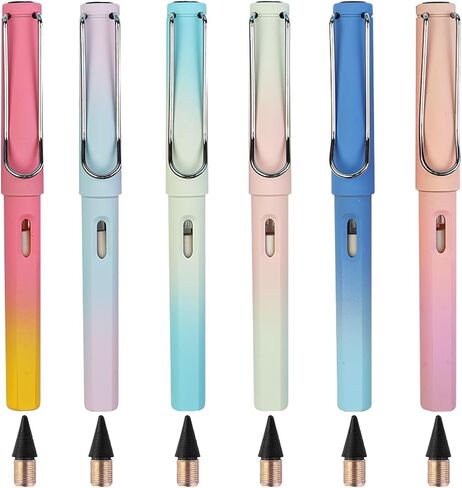 6 Pcs Inkless Eternal Pencils, Everlasting Infinity Magic Pencil with Eraser, Eternal Pencil For School Office for Writing, Sketch, Drawing(Built-in 6 Erasers + 6 Replacement Pen Tips) in Saudi Arabia