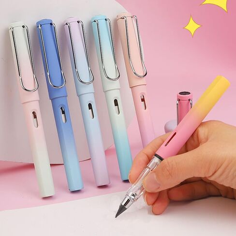 6 Pcs Inkless Eternal Pencils, Everlasting Infinity Magic Pencil with Eraser, Eternal Pencil For School Office for Writing, Sketch, Drawing(Built-in 6 Erasers + 6 Replacement Pen Tips) in Saudi Arabia