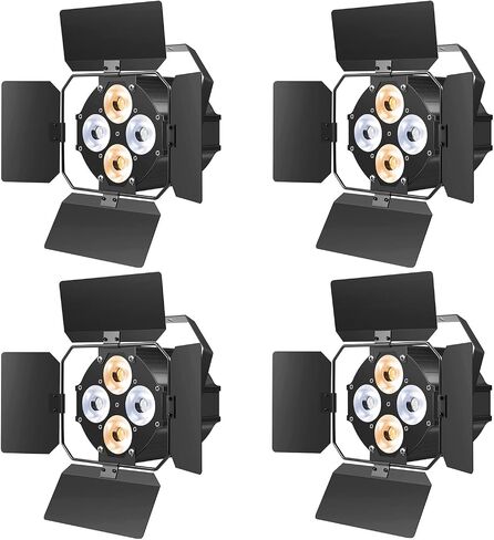 ضوء المسرح مع أبواب الحظيرة، 4 عبوات LED Par Light DMX512 Professional DJ Par Lights Spotlight للمسرح ستوديو الصور ستوديو ديكور المنزل حفلة الكنيسة حدث الزفاف in Kuwait