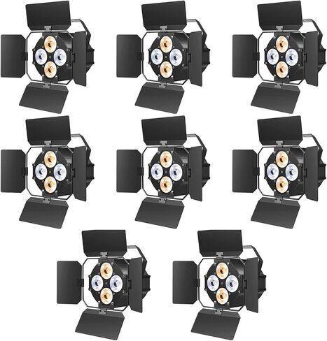 ضوء المسرح مع أبواب الحظيرة، 4 عبوات LED Par Light DMX512 Professional DJ Par Lights Spotlight للمسرح ستوديو الصور ستوديو ديكور المنزل حفلة الكنيسة حدث الزفاف in Kuwait