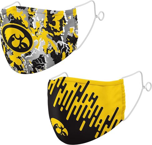 Top of the World NCAA Iowa Hawkeyes Unisex Team Color Digital Print Face Mask 2-Pack, Iowa Hawkeyes Black, One Size (MTW_310&320) in Saudi Arabia