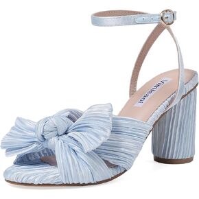 VIMISAOI Women's Bow Knot Heeled Sandals Open Toe High Block Chunky Heels Ankle Buckle Strap Pleated Bride Wedding Party Dress Shoes in Kuwait