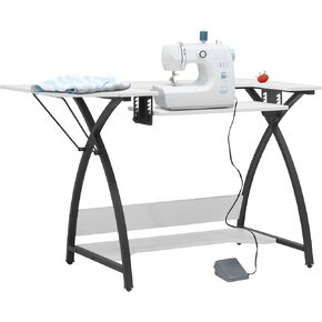 Comet Plus Sewing Table with Wire Mesh Drawer + Shelves - Can Also Be Used as Computer Desk