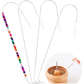 The INDIVSHOW Clay Seed Three Generation 4 Pcs Big Eye Curved Beading Needles,Stainless Steel Bead Spinner Needles for Bracelet Necklace Jewelry Making (Needle)