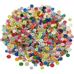 1000 Pcs Resin Buttons, Assorted Sizes Round Craft Buttons for Sewing DIY Crafts,Children's Manual Button Painting, Mixed Colors