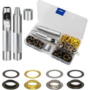 1/2 Inch Grommet Kit 100 Sets, Luxiv Grommets Eyelets 12mm Sewing Eyelets Gold, Silver, Black Metal Gromit Kits 4 Colors with Tools and Storage Box
