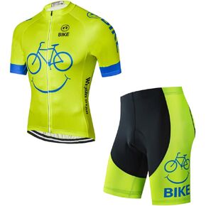 Cycling Jersey Men Set Road Full Zip Short Sleeve Bike Shirt Top Padded Shorts Suit Bicycle Clothes