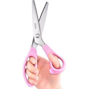 Zig Zag Scissors for lace wig, 9" Sewing Pinking Shears for Fabric Cutting, Craft Scissors Decorative Edge Paper, Ideal for Tailor, Quiltiing, Dressmaking, Scrapbooking, Home DIY, Arts&Crafting