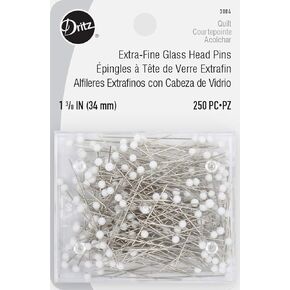 Dritz Extra-Fine Glass Head Pins, 1-3/8-Inch (250-Count),White