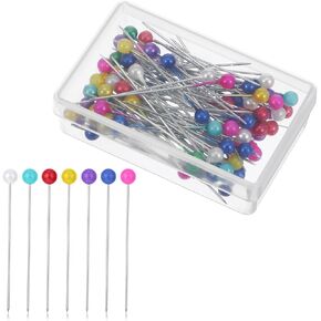 100 Pcs Pearl Pins for Bouquets Sewing Pins for Fabric White Straight Head Pins Map Pins Fixed Sewing Marker Needle for Crafting Maker Jewelry DIY Craft Sewing Wedding Flower Decorations (White)