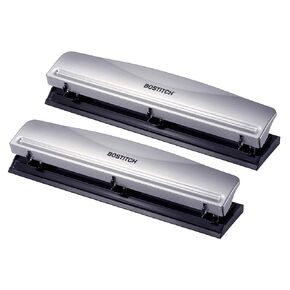 Bostitch 3-Hole Punch, 12 Sheet Capacity, Silver/Black (HP12)