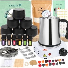 SAEUYVB Candle Making Kit with Wax Melter, Candle Making Kit for Adults - DIY Starter Soy Candle Making Kit/Supplies-Perfect as Home Decoration