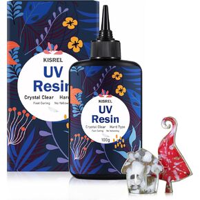 KISREL UV Resin 300g - Upgraded UV Resin Kit, Hard Type Crystal Clear Ultraviolet Curing UV Epoxy Resin for Craft Jewelry Making