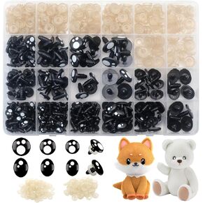 600pcs عيون وأنوف السلامة البلاستيكية ، وعينان لعبة الكروشيه الملونة من 6 مم إلى 14 مم مع غسالات للدمى Amigurumi Craft Puppet Plush Plush و Teddy Bear (ملون)