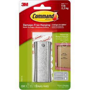 Command Universal Frame Hangers, Damage Free Hanging Picture Hangers, No Tools Frame Hanger for Living Spaces, 3 Metal Picture Frame Hangers and 8 Large Command Strips