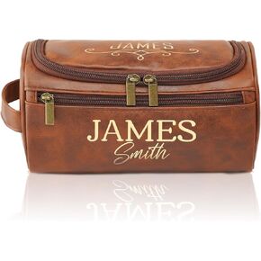 Toiletry Bag for Men, Large Leather bathroom accessories, Travel Essentials Dopp kit, Gifts for Father，Dad, Boyfriend, Grandpa, Shaving Kit for Men Bag