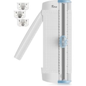 Firbon 3-in-1 Paper Cutter, 9" Compact A5 Paper Trimmer with Straight Cut, Scoring & Perforating Blades for Cardstock, Scrapbooking, Crafting, Labels & Home Office (Blue)