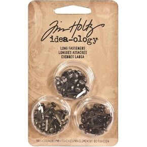 Tim Holtz Idea-ology Metal Long Fasteners, 99 per Pack, 7/16 Inches, Antique Finishes, TH92703