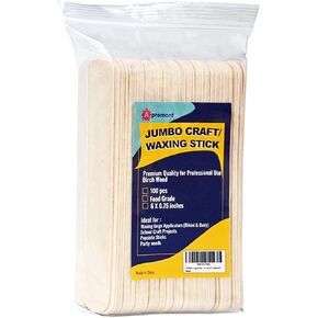 100 Piece Large Jumbo Wooden Craft Sticks (6" x 3/4"), Premium Natural Organic Wood for Waxing, Craft Project, Tongue Depressor, Popsicle, Ice Cream Stick,Woodcraft, Paint Stirrer and Art - Apremont