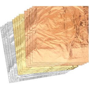 Homepal 100pcs Imitation Gold Leaf for Arts, Gilding Crafting, Painting, Furniture Decoration, Imitation Gold Foil Sheets 5.5" x 5.5"