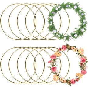 BigOtters Dream Catcher Rings, 10PCS Wreath Macrame Rings Gold Metal Floral Hoops for Making Wedding Wreath Decor Wall Hanging Crafts, 5 Sizes(2" x2, 3" x2, 4" x2, 5" x2, 6" x2)