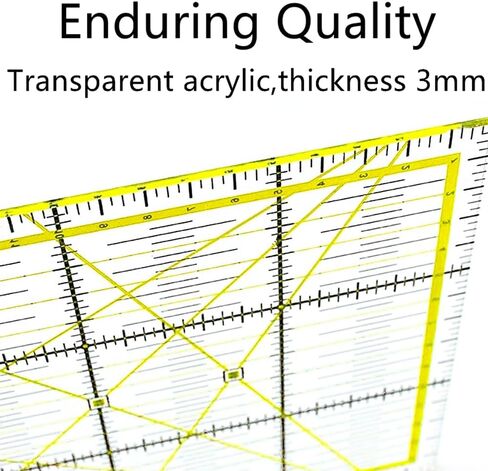 Quilting Rulers, Acrylic Square Rulers (3.5", 5", 6.5", 10.5"), Fabric Cutting Ruler with Non-Slip Rings for Quilting and Sewing in Kuwait