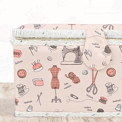 Sewing Basket Large with Accessories Sewing Kit Storage Organizer with Tools, Wooden Sewing Box with Removable Tray Tomato Pincushion for Mending, Purple Polka Dots in Kuwait