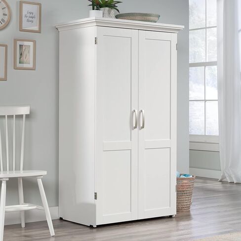 Sauder Miscellaneous Storage Craft & Sewing Armoire, L: 35.11" x W: 21.81" x H: 61.58", Glacier White finish in Kuwait