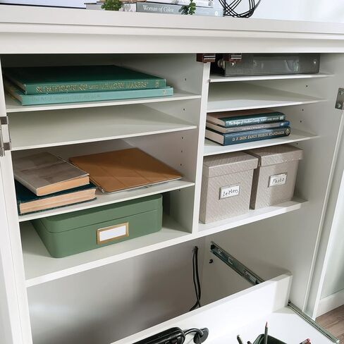 Sauder Miscellaneous Storage Craft & Sewing Armoire, L: 35.11" x W: 21.81" x H: 61.58", Glacier White finish in Kuwait