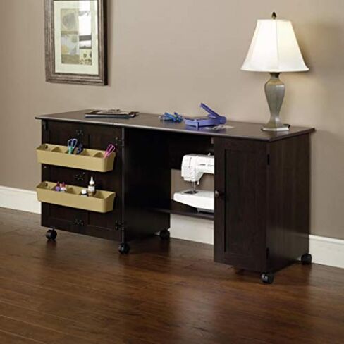Sauder Miscellaneous Storage Easy Rolling Sewing and Craft Table/Cart/ Pantry cabinets, Cinnamon Cherry finish in Saudi Arabia