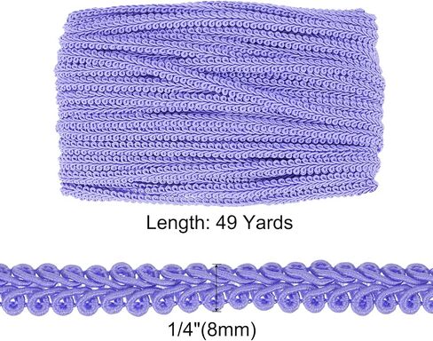 Uxcell Gimp Braid Trim ، 49 ياردة × 1/4 "(8 ملم) تلاشي المفروش in Kuwait