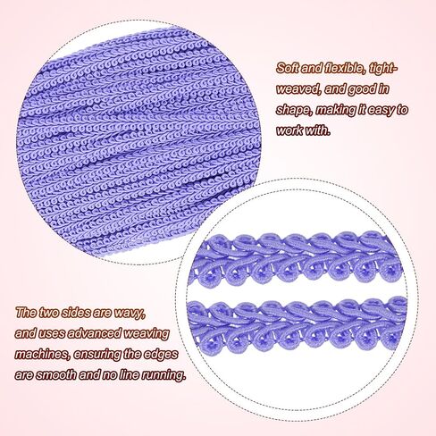 Uxcell Gimp Braid Trim ، 49 ياردة × 1/4 "(8 ملم) تلاشي المفروش in Kuwait