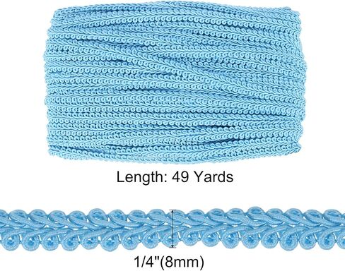 Uxcell Gimp Braid Trim ، 49 ياردة × 1/4 "(8 ملم) تلاشي المفروش in Kuwait