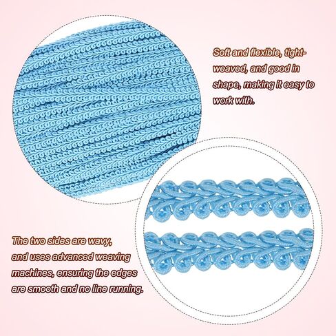 Uxcell Gimp Braid Trim ، 49 ياردة × 1/4 "(8 ملم) تلاشي المفروش in Kuwait