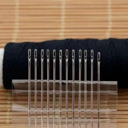 30 Pcs Self Threading Sewing Needles, 6 Sizes of Embroidery Needles Side Threading Hand Sewing Needles, with Wooden Needle Case, for Knitting Mending DIY Embroidery Sewing, Handsewing Art Crafts in Saudi Arabia