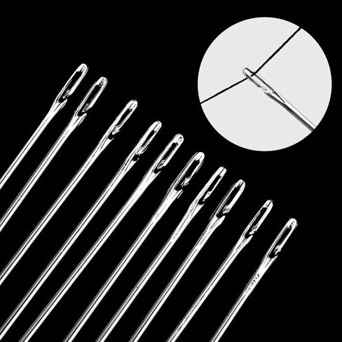 30 Pcs Self Threading Sewing Needles, 6 Sizes of Embroidery Needles Side Threading Hand Sewing Needles, with Wooden Needle Case, for Knitting Mending DIY Embroidery Sewing, Handsewing Art Crafts in Saudi Arabia