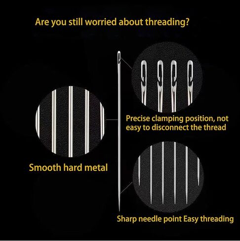 30 Pcs Self Threading Sewing Needles, 6 Sizes of Embroidery Needles Side Threading Hand Sewing Needles, with Wooden Needle Case, for Knitting Mending DIY Embroidery Sewing, Handsewing Art Crafts in Saudi Arabia