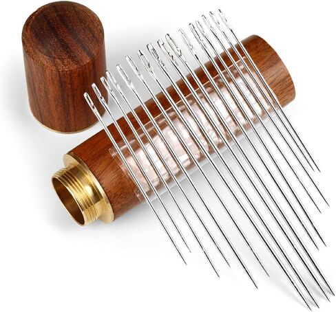 30 Pcs Self Threading Sewing Needles, 6 Sizes of Embroidery Needles Side Threading Hand Sewing Needles, with Wooden Needle Case, for Knitting Mending DIY Embroidery Sewing, Handsewing Art Crafts in Saudi Arabia