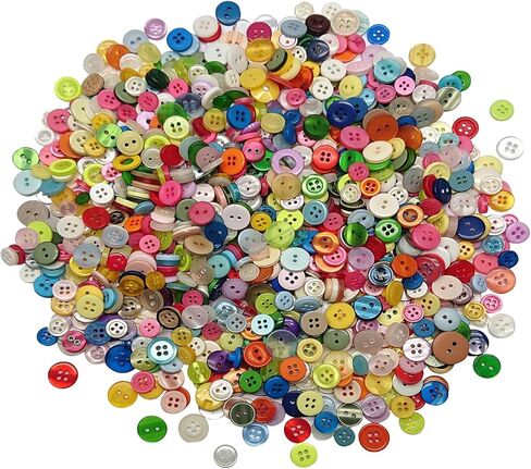 1000 Pcs Resin Buttons, Assorted Sizes Round Craft Buttons for Sewing DIY Crafts,Children's Manual Button Painting, Mixed Colors in Kuwait