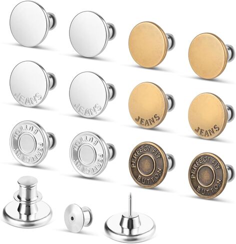 Wgbon 12 Sets Jean Button Pins, No Sew Instant Replacement Buttons, Reusable and Adjustable Pant Waist Tightener for Loose Jeans in Saudi Arabia